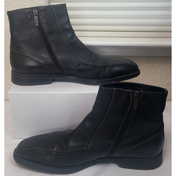 Hugo Boss Rare Chelsea Chukka Ankle Side Zip Black Leather Boots Men's Size 10 - Picture 3 of 12